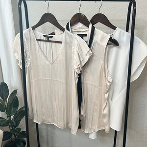 Set of 3 Business - Sleeveless Blouses - Cream & White - Zara & Banana Republic
